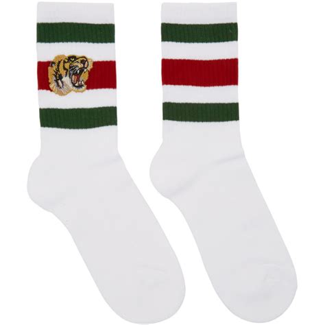 gucci white tiger socks|Gucci embroidered tiger socks.